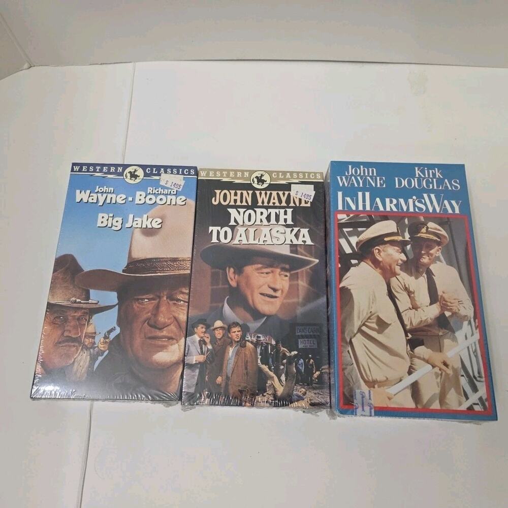 Lot Of 3 Sealed VHS Movies-In Harm's Way, Big Jake, North To Alaska -John Wayne